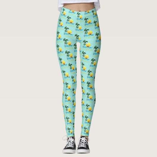 Summer Florida Sailboot Sunset Coastal Beach Leggings (Voorkant)