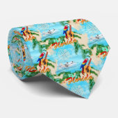 Summer Florida Seaplane Tropical Beach Coastal Stropdas (Opgerold)