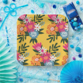 Summer Flower Bouquet on Gold Papieren Bordje (Feest)