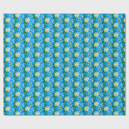 Summer Flower Bouquet op Blue Cadeaupapier (Vlak)