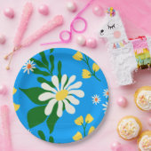 Summer Flower Bouquet op Blue Papieren Bordje (Feest)