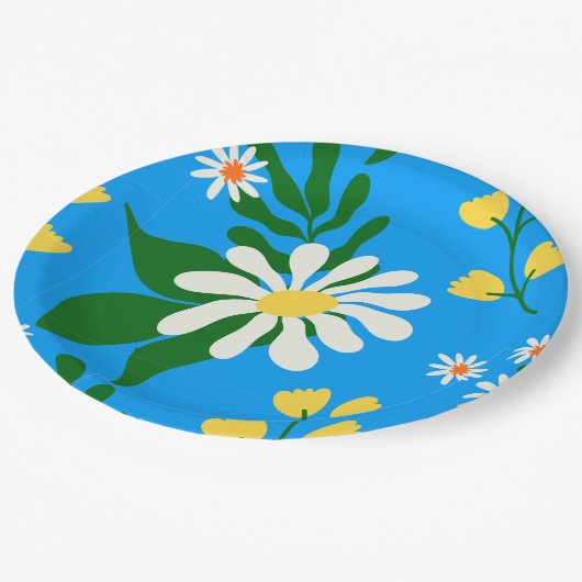 Summer Flower Bouquet op Blue Papieren Bordje (Gekanteld)