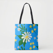 Summer Flower Bouquet op Blue Tote Bag (Voorkant)