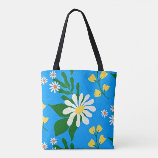 Summer Flower Bouquet op Blue Tote Bag (Achterkant)