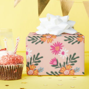 Summer Flower Bouquet op roze Cadeaupapier