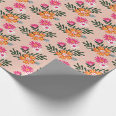 Summer Flower Bouquet op roze Cadeaupapier (Hoek)