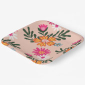 Summer Flower Bouquet op roze Papieren Bordje (Gebogen)