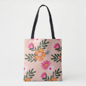 Summer Flower Bouquet op roze Tote Bag (Voorkant)