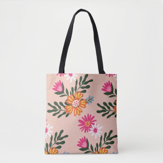 Summer Flower Bouquet op roze Tote Bag (Voorkant)