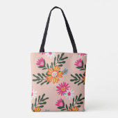 Summer Flower Bouquet op roze Tote Bag (Achterkant)