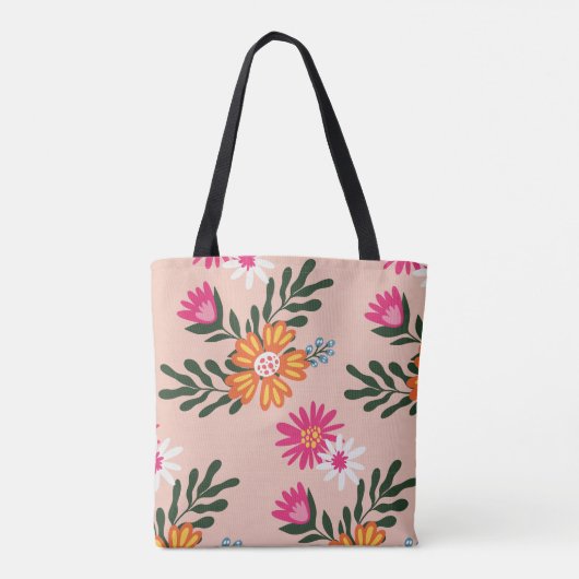 Summer Flower Bouquet op roze Tote Bag (Achterkant)