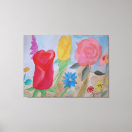 Summer Flower Garden Stretted Canvas Print