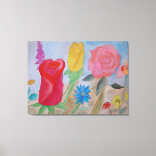 Summer Flower Garden Stretted Canvas Print