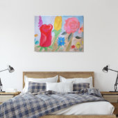 Summer Flower Garden Stretted Canvas Print (Insitu (Slaapkamer))