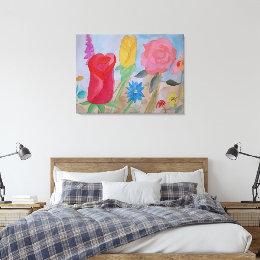 Summer Flower Garden Stretted Canvas Print (Insitu (Slaapkamer))