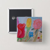 Summer Flower Garden Vierkante Button 5,1 Cm (Voorkant /achterkant)