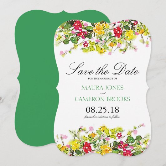 Summer Flower Garden | Weddenschap Save the Date (Voorkant / Achterkant)