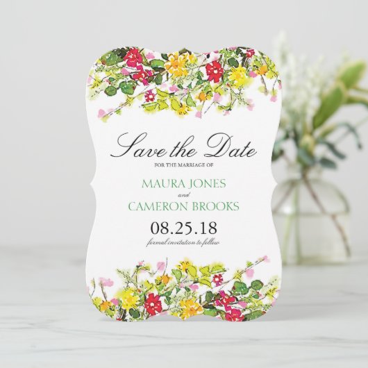 Summer Flower Garden | Weddenschap Save the Date (Staand voorkant)