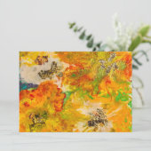 Summer Flowers abstract Oranje Geel Goud Kaart (Staand voorkant)