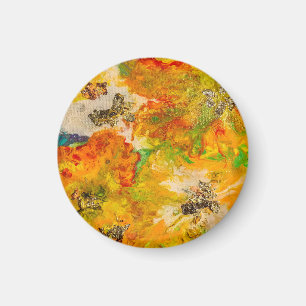 Summer Flowers abstract Oranje Geel Goud Magneet
