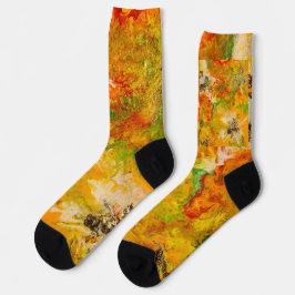 Summer Flowers abstract Oranje Geel Goud Sokken