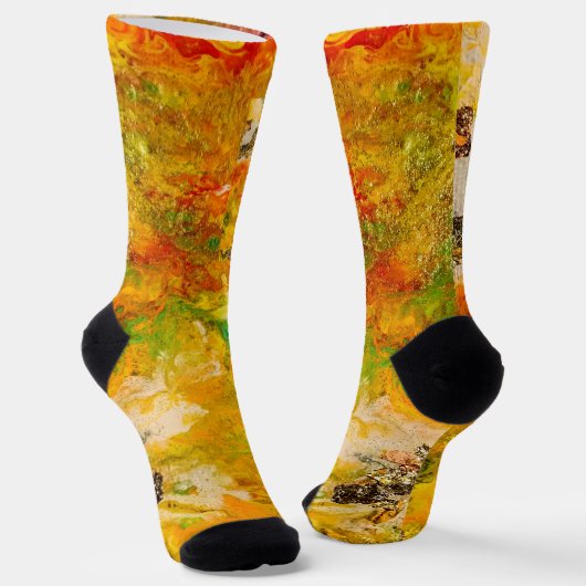 Summer Flowers abstract Oranje Geel Goud Sokken (Gebogen)