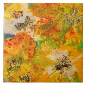 Summer Flowers abstract Oranje Geel Goud Tegeltje (Voorkant)