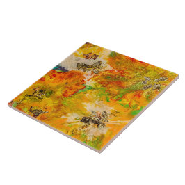 Summer Flowers abstract Oranje Geel Goud Tegeltje