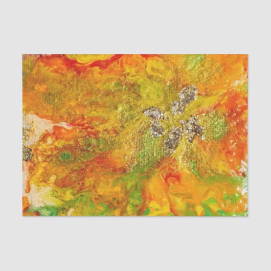 Summer Flowers abstract Oranje Geel Goud Tissuepapier (Voorkant)