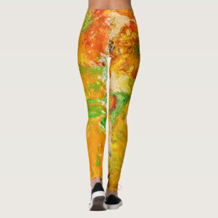 Summer Flowers abstract Oranje Gold Yellow Leggings