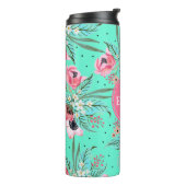 Summer Flowers Blauwgroen, speciaal gepersonalisee Thermosbeker (Gedraaid links)