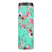 Summer Flowers Blauwgroen, speciaal gepersonalisee Thermosbeker (Achterkant)