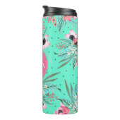 Summer Flowers Blauwgroen, speciaal gepersonalisee Thermosbeker (Geroteerd rechts)