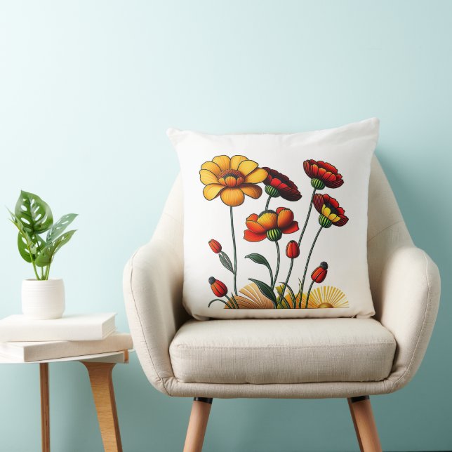 Summer Flowers Cotton Sierkussen (Stoel)