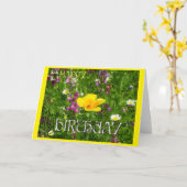 Summer Flowers Cust. Happy Birthday Wenskaart Kaart (Gele Bloem)