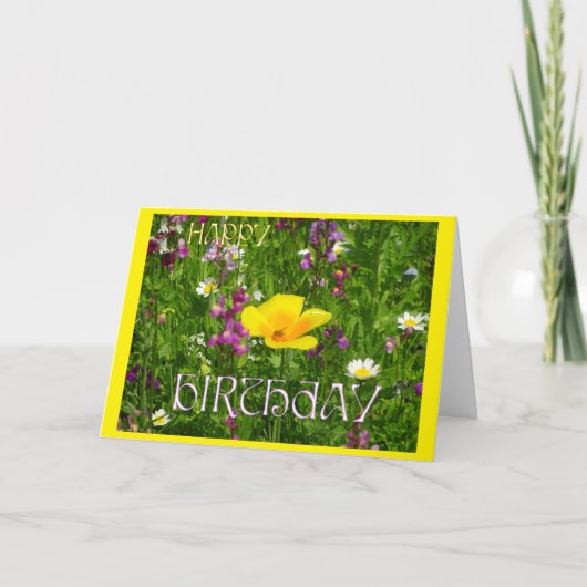 Summer Flowers Cust. Happy Birthday Wenskaart Kaart (Voorkant)