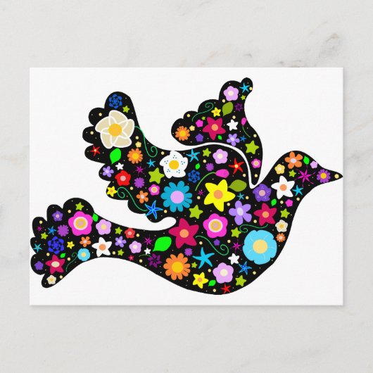 Summer Flowers Dove Briefkaart (Voorkant)