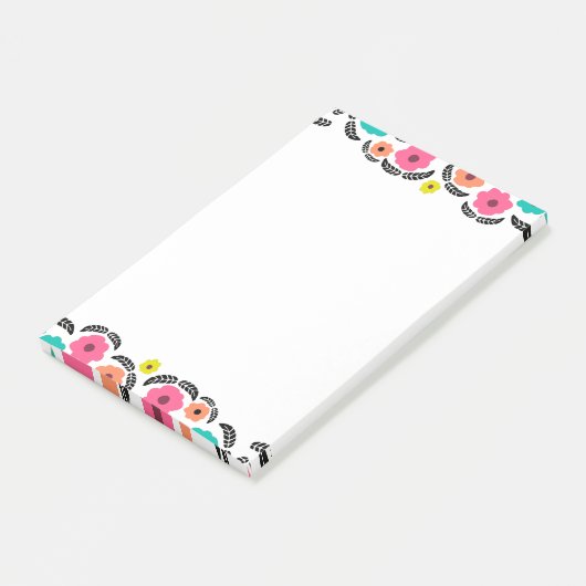 Summer Flowers en Black Leaf Post-it® Notes (Schuin)