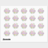 Summer Flowers Floral Round Wedding Sticker (Vel)