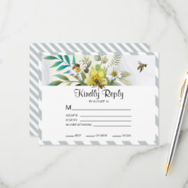 Summer Flowers Golden Lijst RSVP Kaartje