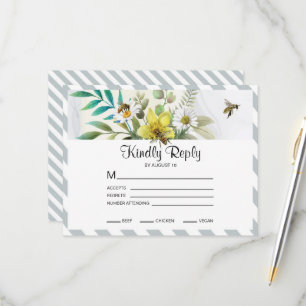 Summer Flowers Golden Lijst RSVP Kaartje