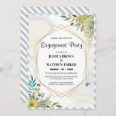 Summer Flowers Golden Lijst Verloving Kaart (Voorkant / Achterkant)