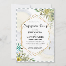 Summer Flowers Golden Lijst Verloving Kaart