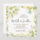 Summer Flowers Greenery Christelijk Wedding Kaart (Voorkant / Achterkant)