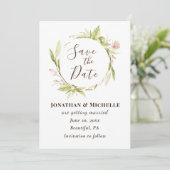 Summer Flowers Greenery Floral Lijst Wedding Save The Date (Staand voorkant)