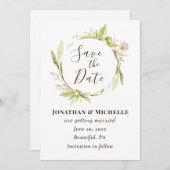 Summer Flowers Greenery Floral Lijst Wedding Save The Date (Voorkant / Achterkant)