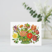 Summer Flowers in een mandje,  kunst Briefkaart (Staand voorkant)