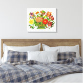 Summer Flowers in een mandje, kunst Canvas Afdruk (Insitu (Slaapkamer))