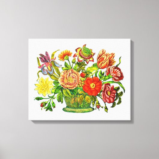 Summer Flowers in een mandje, kunst Canvas Afdruk (Voorkant)
