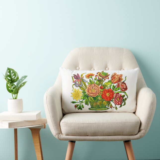 Summer Flowers in een mandje,  kunst Kussen (Stoel)
